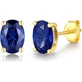 FANCIME 14K Solid Yellow Gold Oval Birthstone Stud Earrings for Women | 5x7mm Oval Gemstone, Four-Prong Setting, Birthday Anniversary Jewelry Gift for Her