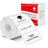 Phomemo Thermal Sticker Labels- 2.75"x1.57"(70x40mm) Thermal Label for M221/M220/M250/M260, for Barcode/Address/Mailing/Logo/Business/Home Tag, Black on White