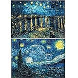 2 Packs 5D DIY Diamond Painting Set Full Drill Diamond Painting Starry Night Wall Stickers For Living Room(30X40CM/12X16inch)