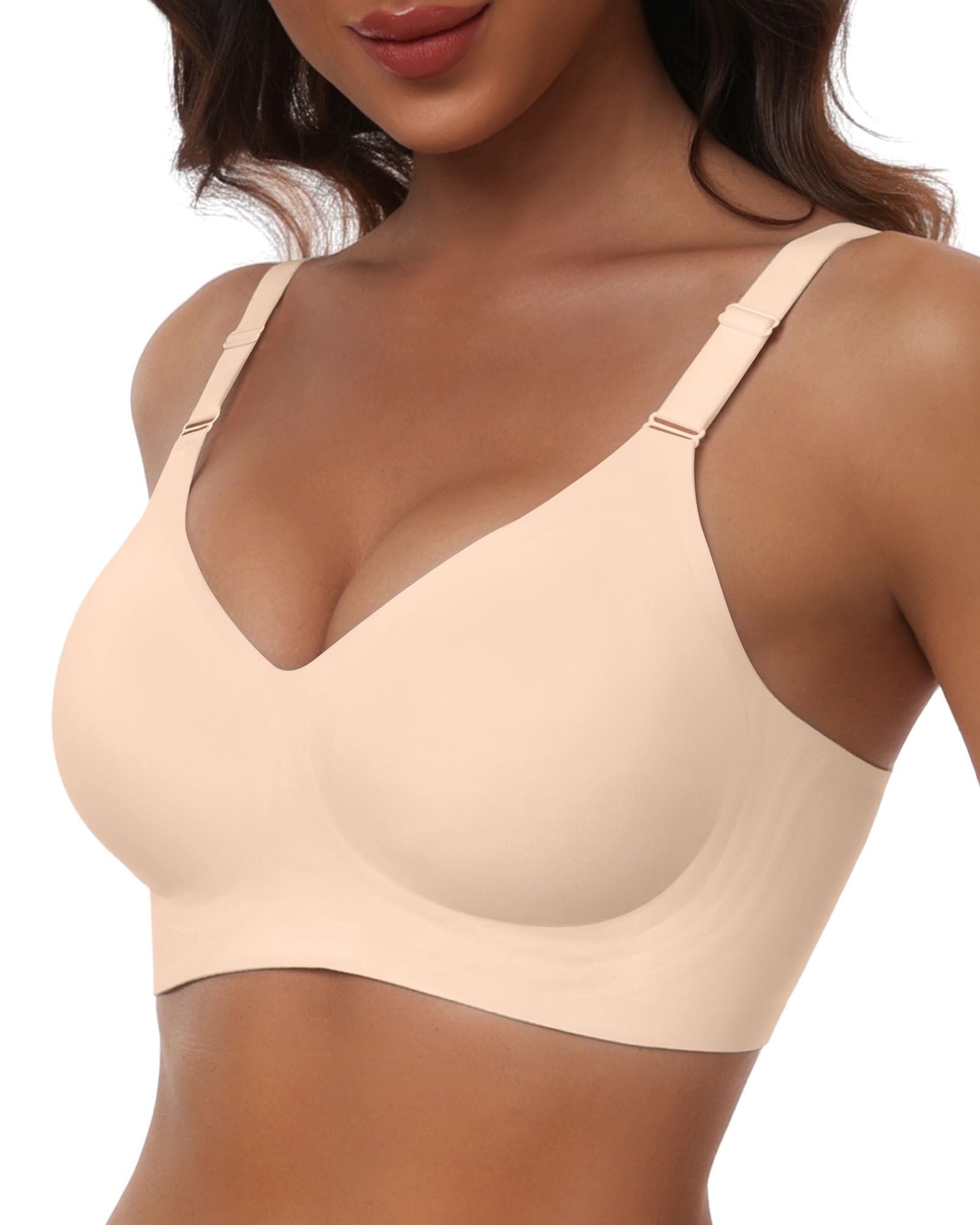 HORISUN Comfortable Seamless Full Coverage Bra for Women, Wireless Bras with Soft Support, Regular and Large Sizes