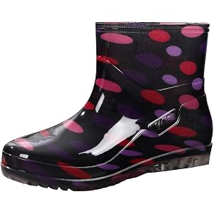 Chunky Pull On Rain Boots Lug Sole Non-Slip Ankle High Wide Calf Rubber Gardening Farming Outdoor Work Boot