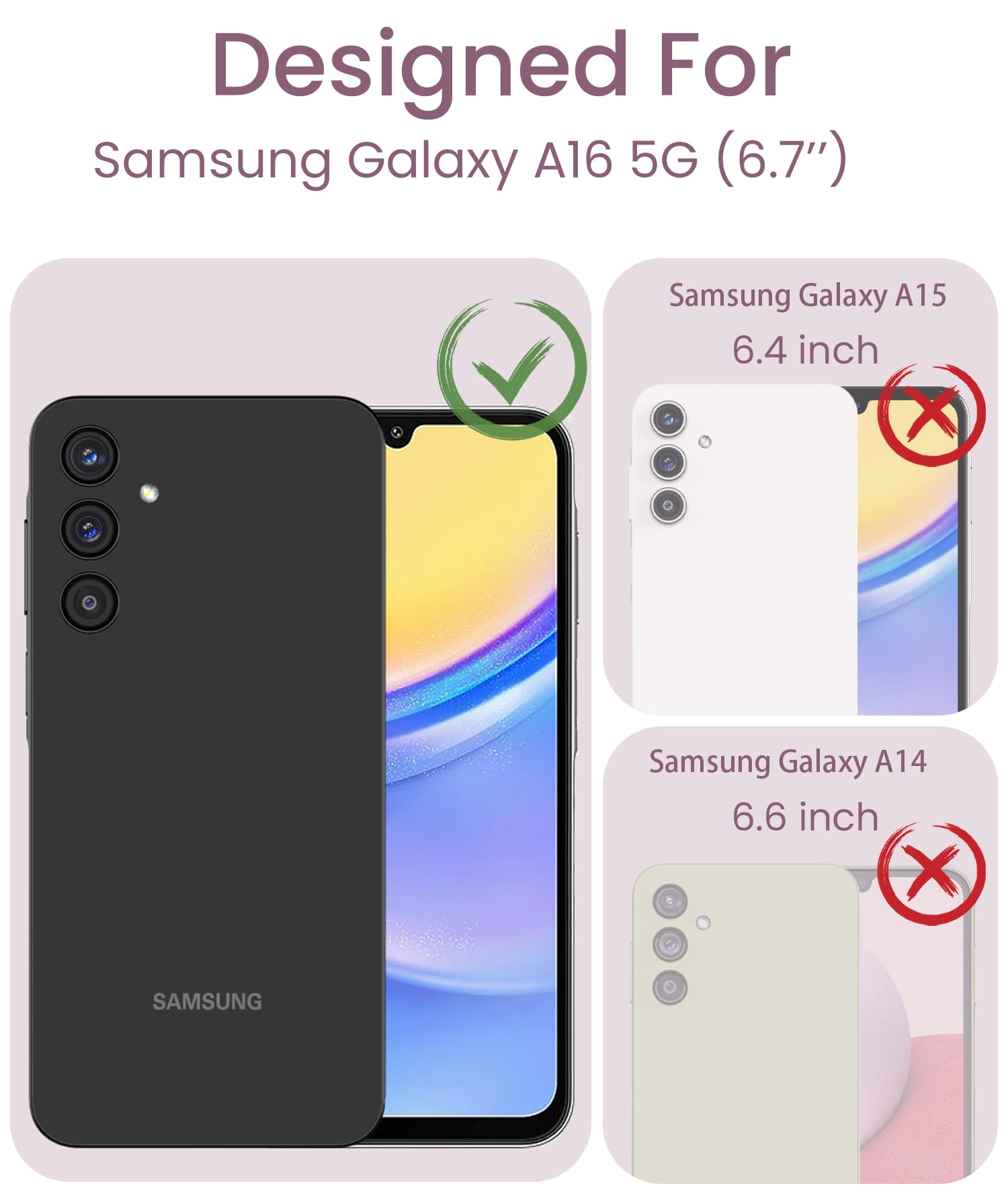 for Samsung Galaxy A16 5G Case+Tempered Glass Screen Protector,Military Grade Protective Slim Soft TPU + Hard PC,Girls Women Crystal Clear Flower Pattern Case Cover for Galaxy A16 5G-Purple