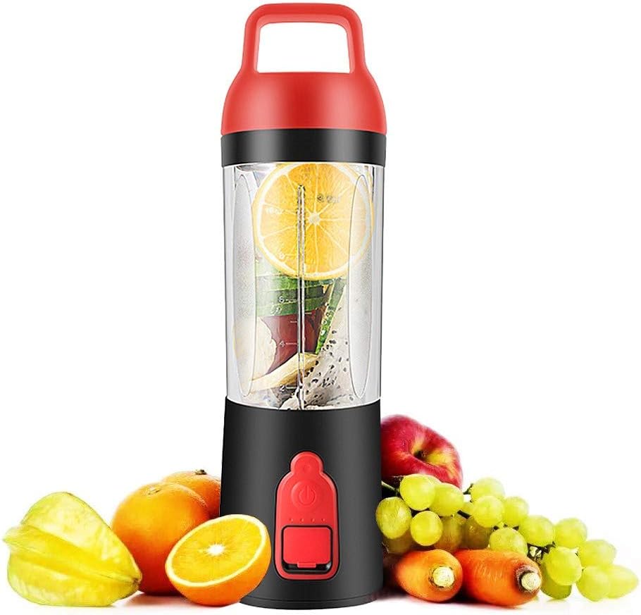 Portable Juicer Blender, OKEPOO Beauty Mini Fruit Mixer Bottle Cup with 4 Blades, Hand held Immersion Food Processor 320ML with Power Bank 10000mAh, Suitable for Outdoor Sports.