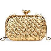 CUXVA Woven Evening Bag Clutch Purse for Women Knot Woven Leather Crossbody Bag for Wedding Party Prom