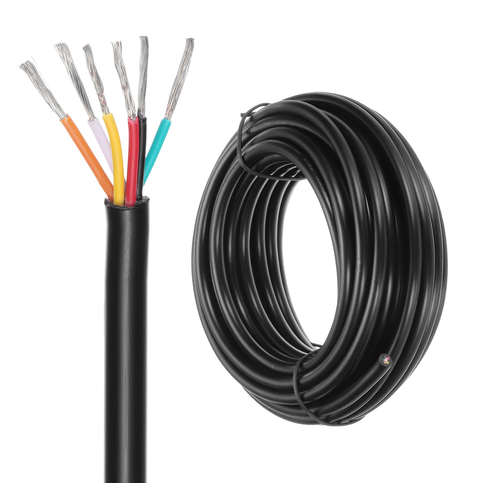 DMiotech 26 Gauge Wire Electrical Wire 6 Conductor, 26 AWG Extension Cable Cord 25 Ft/7.6 m UL2464 300V Stranded Tinned Copper Wire for LED Lighting Automotive