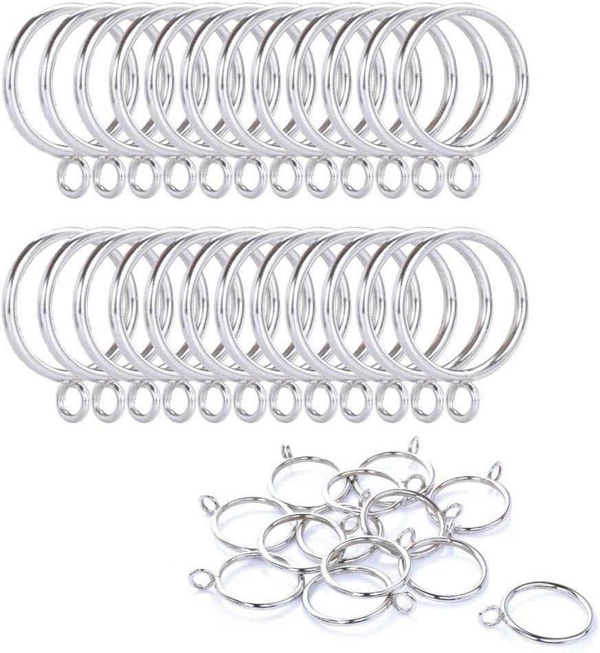 Hundred excellent 24 Pack Metal Curtain Drape Sliding Eyelet Rings (1.26 Inch Interior Diameter ) (Silver)