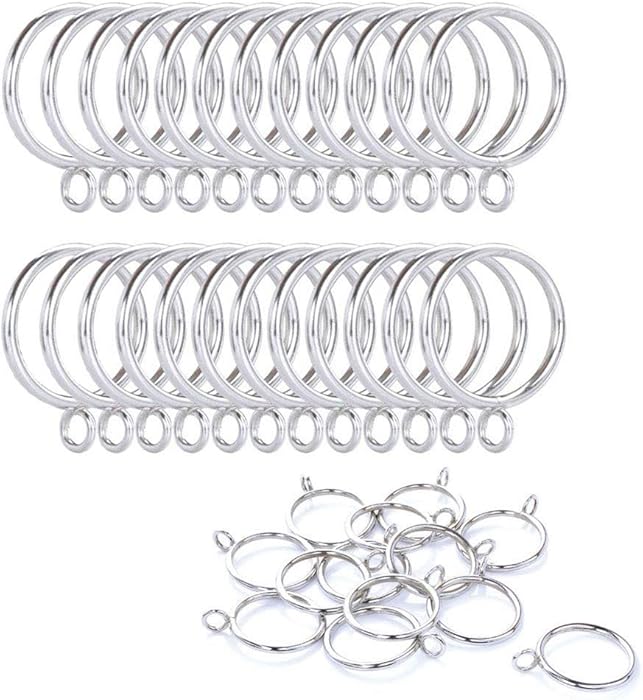 Hundred excellent 24 Pack Metal Curtain Drape Sliding Eyelet Rings (1.26 Inch Interior Diameter ) (Silver)