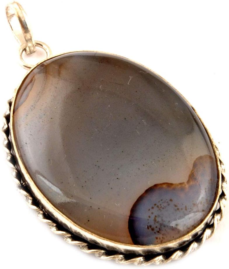 Indie Artisans Natural Botswana Agate Pendant 925 Silver Plated Necklaces Fashion Jewelry Contemporary Style Women Accessory