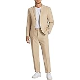 COOFANDY Men's 2 Piece Linen Suits Set Regular Fit Casual Linen Lightweight Suit Summer Beach Wedding