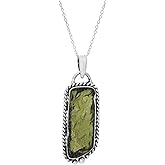 AAKYN JEWELS Authentic Moldavite Pendant Necklace | Real Czech Moldavite Crystal | 925 Sterling Silver Handmade Healing Crystal Jewelry | Gift for Her | Chakra Birthstone Pendant