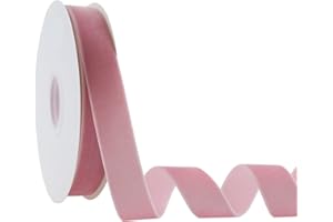 DINDOSAL Rose Pink Velvet Ribbon 1 Inch Dusty Rose Single Face Velvet Ribbon for Gift Wrapping, Hair Bows, Choker, Wedding Decorations, Cafts, Bouquet - 10 Yards