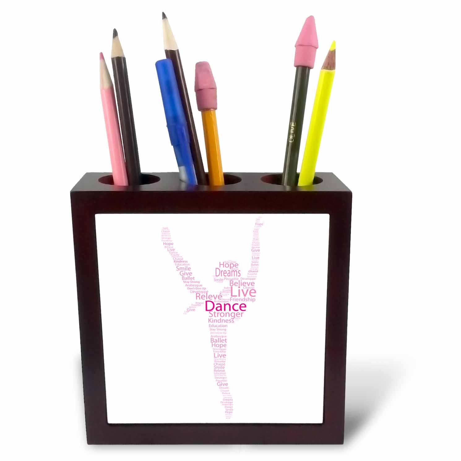 3dRose ph_232740_1 5-Inch "Silhouette of a Dancer" Tile Pen Holder - Pink