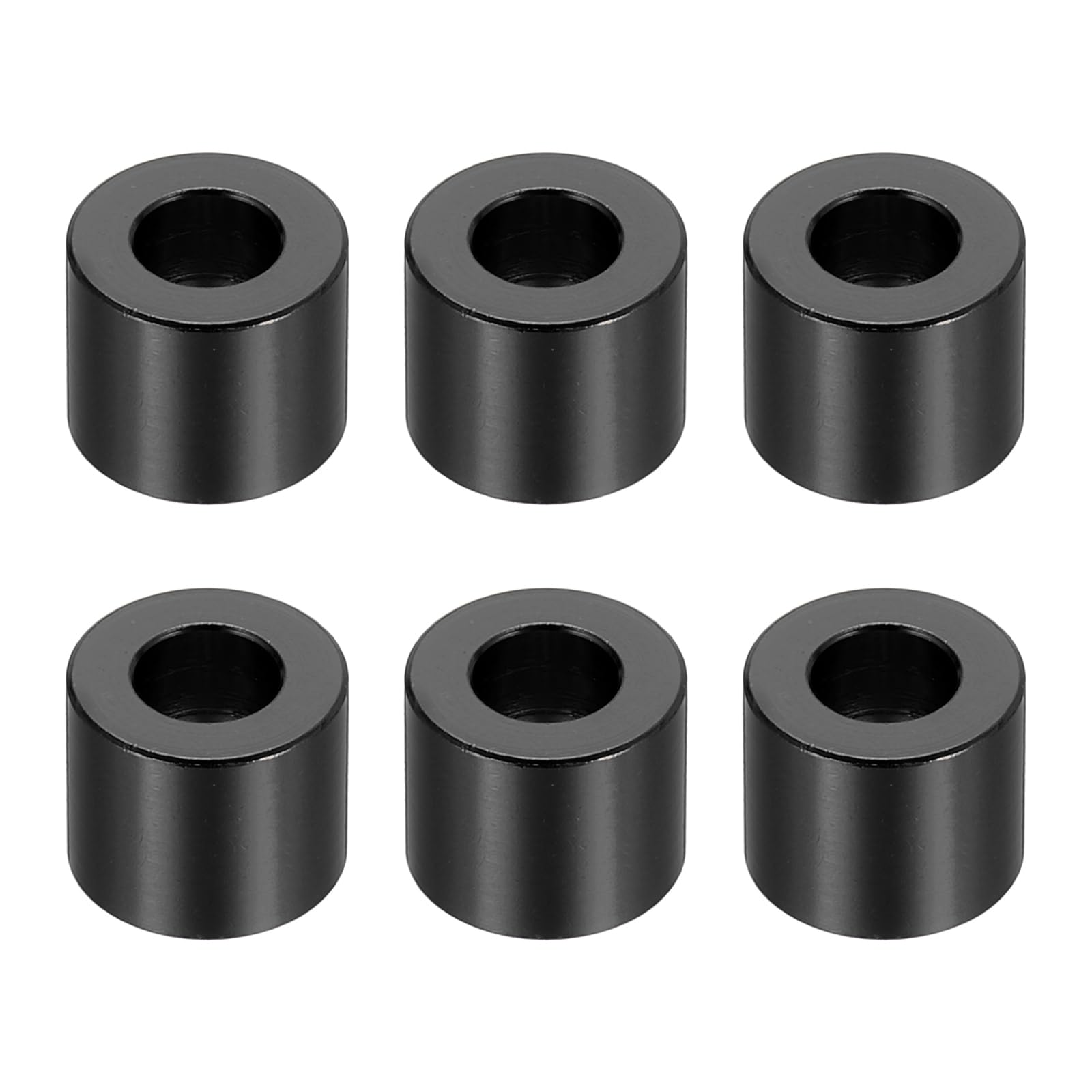 PATIKIL M6 Aluminum Spacers, 6 Pcs Metal Spacers Aluminum 6.2mm ID x 12mm OD x 10mm L Aluminum Spacer Screw Standoff Round for 1/4" or M6 Screw Bolts,Black