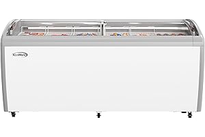 KoolMore Commercial Ice Cream Freezer Display Case with 6 Storage Baskets and Clear, Sliding Lid for Convenient Stores, Gas Stations, or Business Use, Large 20 cu. ft. Capacity (MCF-20C)