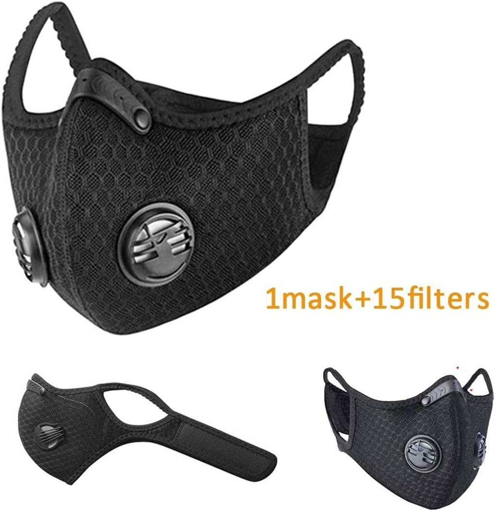 SIZHINIAN Dustproof Anti Pollution Face Mask Mask，with 2 Valves for Soldering 15 Extra Carbon N99 Filters| Face Mask | Multifunctional Mouth Mask | Hard Hat Helmets | Cap | Hat | Bike | Ski, Black