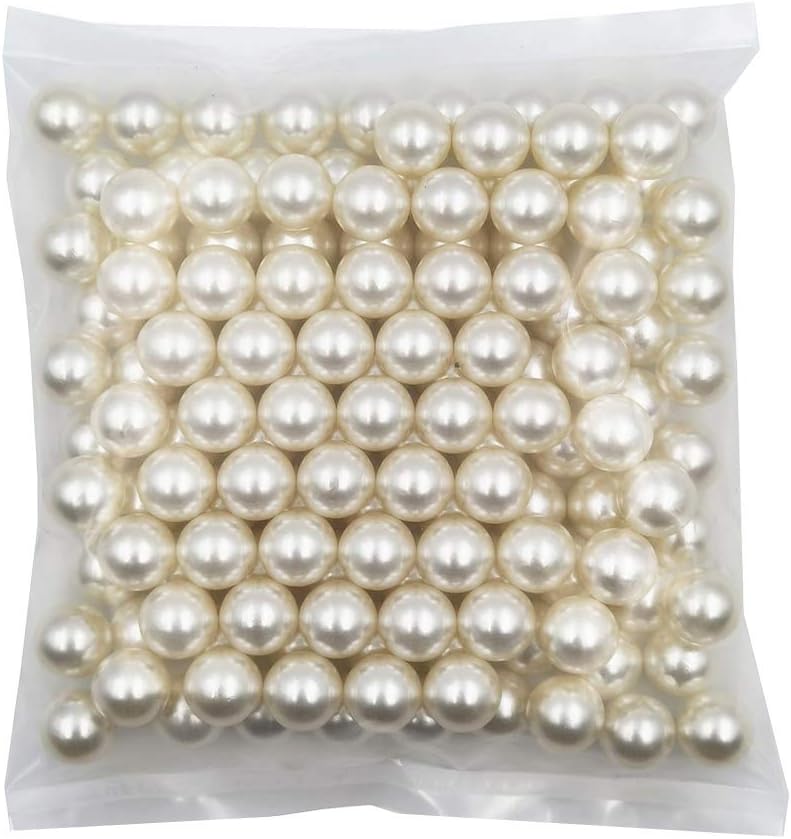 Vase Fillers - INSPIRELLE 140pcs 16mm Ivory Lustrous ABS Undrilled Art Faux Pearls for Vase Fillers, Big Size No Hole Makeup Beads Imitation Round Pearl Beads for Table Scatter Home Wedding Decoration