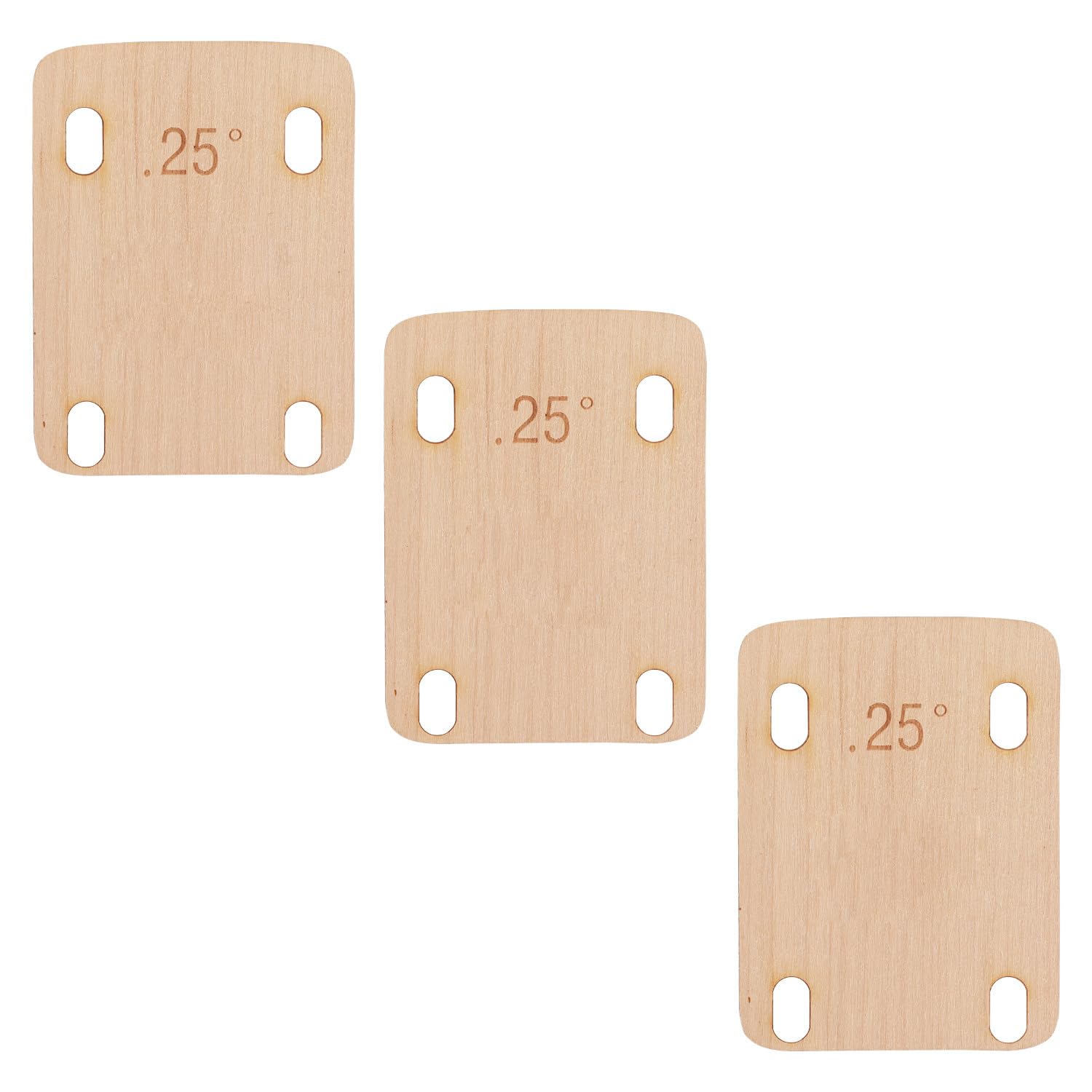 3pcs 25° Guitar Neck Shims, Solid Maple Wood Guitar Neck Shim Protection 25 Degree Guitar Neck Plate Tool for Guitar Bass Repairing