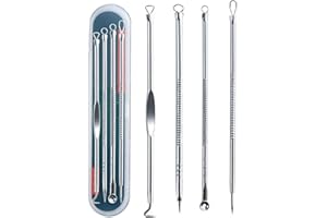 TULOBI Blackhead Remover Pimple Popper Tool Kit 4 Pcs Acne Comedone Zit Blackhead Extractor Tool for Nose Face,Stainless Steel Whitehead Popping Removal Tool Set