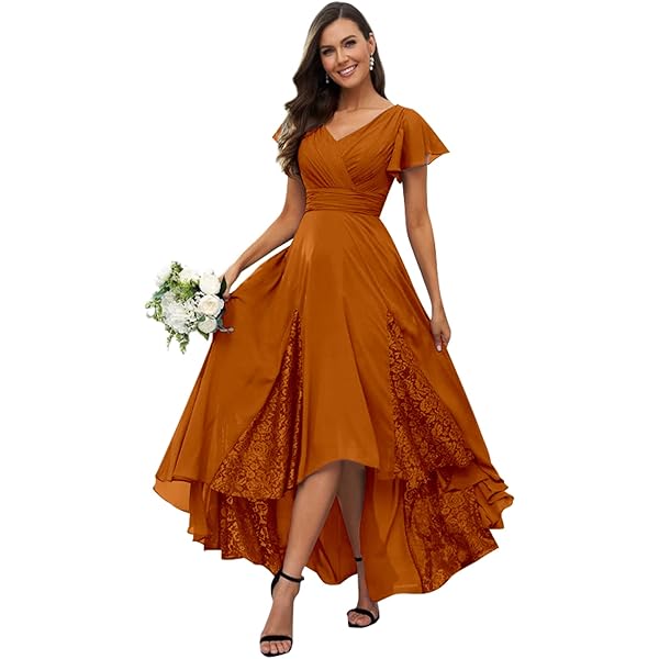 Amazon.com: Burnt Orange Plus Size Bridesmaid Dresses with Sleeves Ruffle Chiffon High Low Mother of the Bride Dress Size 24W : Clothing, Shoes & Jewelry Amazon.com: Burnt Orange Plus Size Bridesmaid Dresses with Sleeves Ruffle Chiffon High Low Mother of the Bride Dress Size 24W : Clothing, Shoes & Jewelry