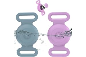 TYANUZZ Waterproof Airtag Dog Collar Holder Compatible with Apple AirTag, Silicone Waterproof Air Tag Case for Dog Collar, Anti-Lost AirTag Holder for Pet Cat Dog GPS Tracker (2 Pack,Light Blue & Purple)