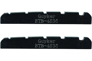 Guyker Bass Guitar Bone Nut - 5 String Flat Bottom Pre-Slotted Bone Nuts Replacement Parts Accessories for PB JB Precision Bass Jazz Bass Set of 2 Balck, 45x3.5x6mm BTB-4536