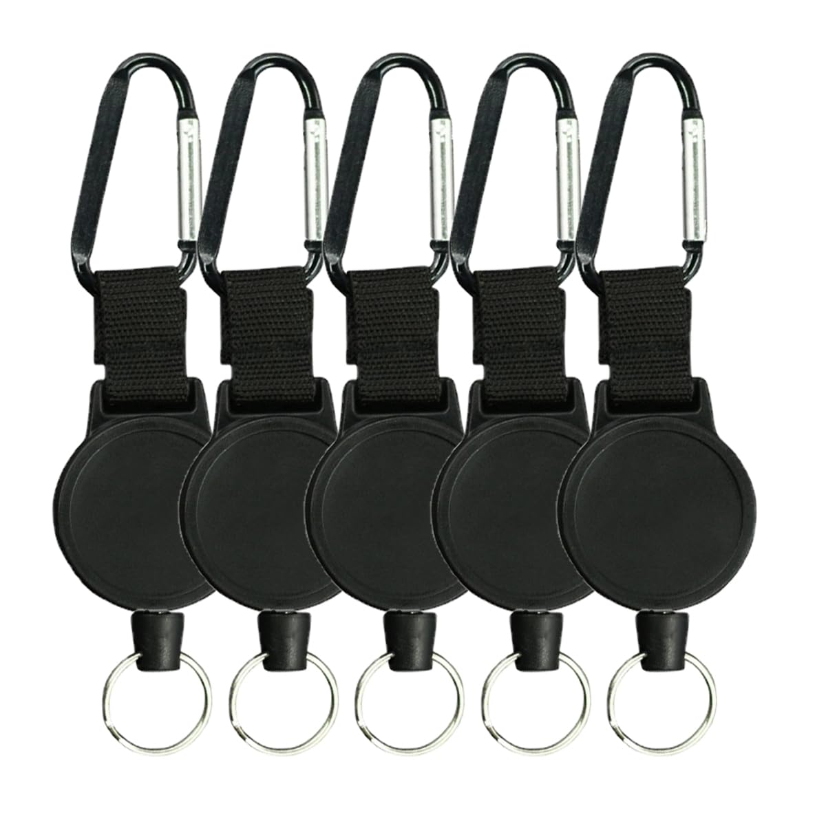 HOUSON 5PCS Retractable Keyring, Retractable Key Chain Retractable Badge Reels Key Lanyard Reel with 60CM Steel Wire Rope