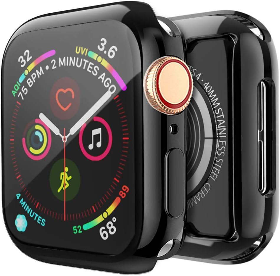 LELONG Case for Apple Watch Series 5 4 3 2 Screen Protector 38mm 42mm 40mm 44mm, Soft TPU All-Around Clear Protective Cover for iWatch Series 5 Series 4 Series 3 Series 2