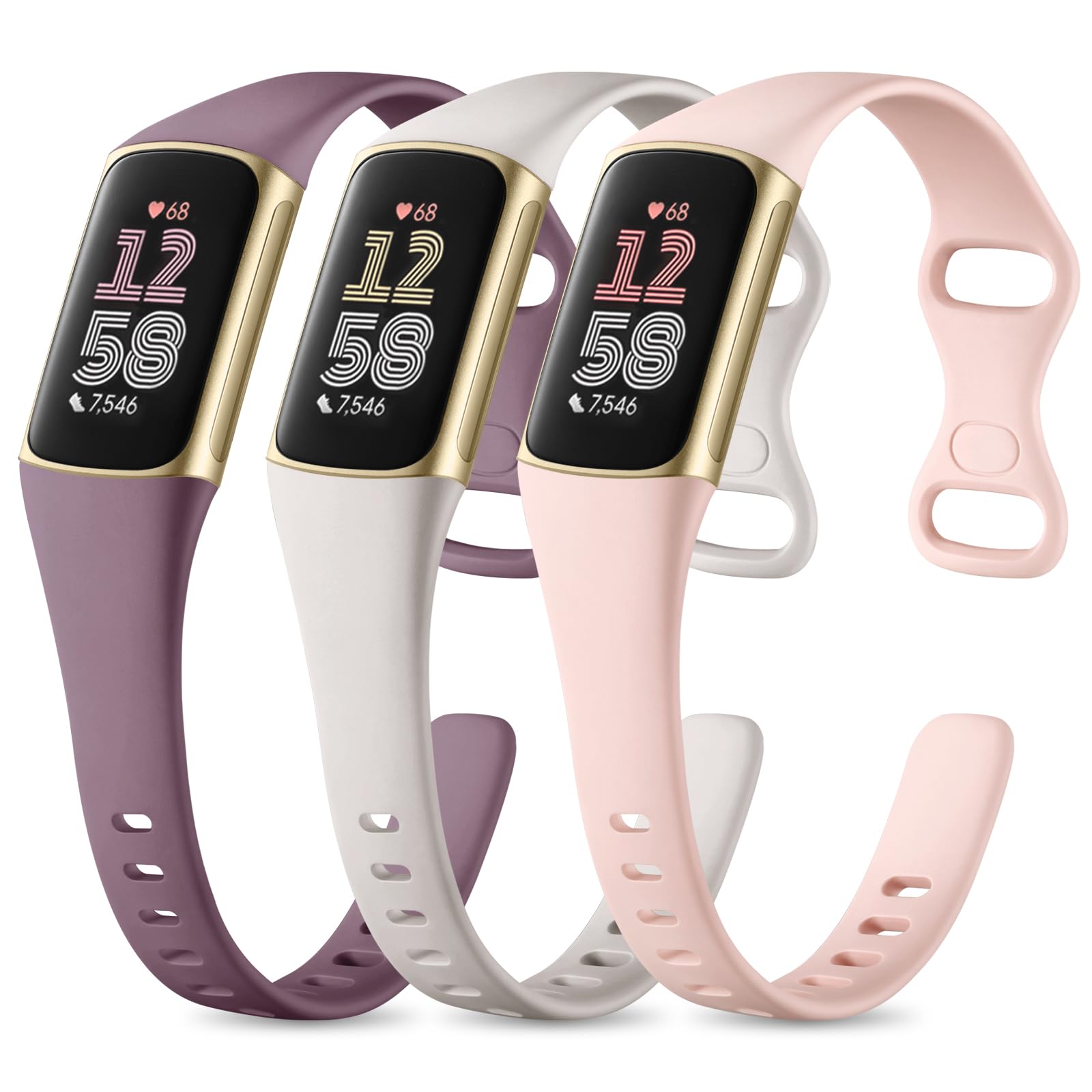 CeMiKa Silicone Slim Strap Compatible with Fitbit Charge 5/6, Soft Breathable Sport Bands, Waterproof Adjustable Wristband for Women & Men