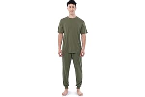 Fruit of the Loom mens 360 Stretch Crewneck Top and Jogger Pant Sleep Pajama Set