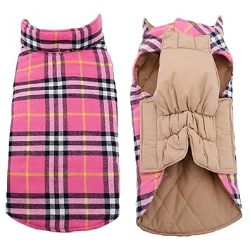 TFENG Hundemantel Hundejacke für Hunde Welpen, Gepolstert Puffer Umkehrbares Design Weste Regenmantel