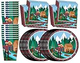 Lumberjack Birthday Party Supplies Set Plates Napkins Cups Tableware Kit for 16