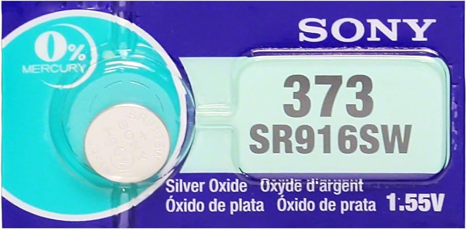 Amazon Com Sony 373 Sr916sw 1 55v Silver Oxide 0 Hg Mercury Free Watch Battery 2 Batteries Health Personal Care