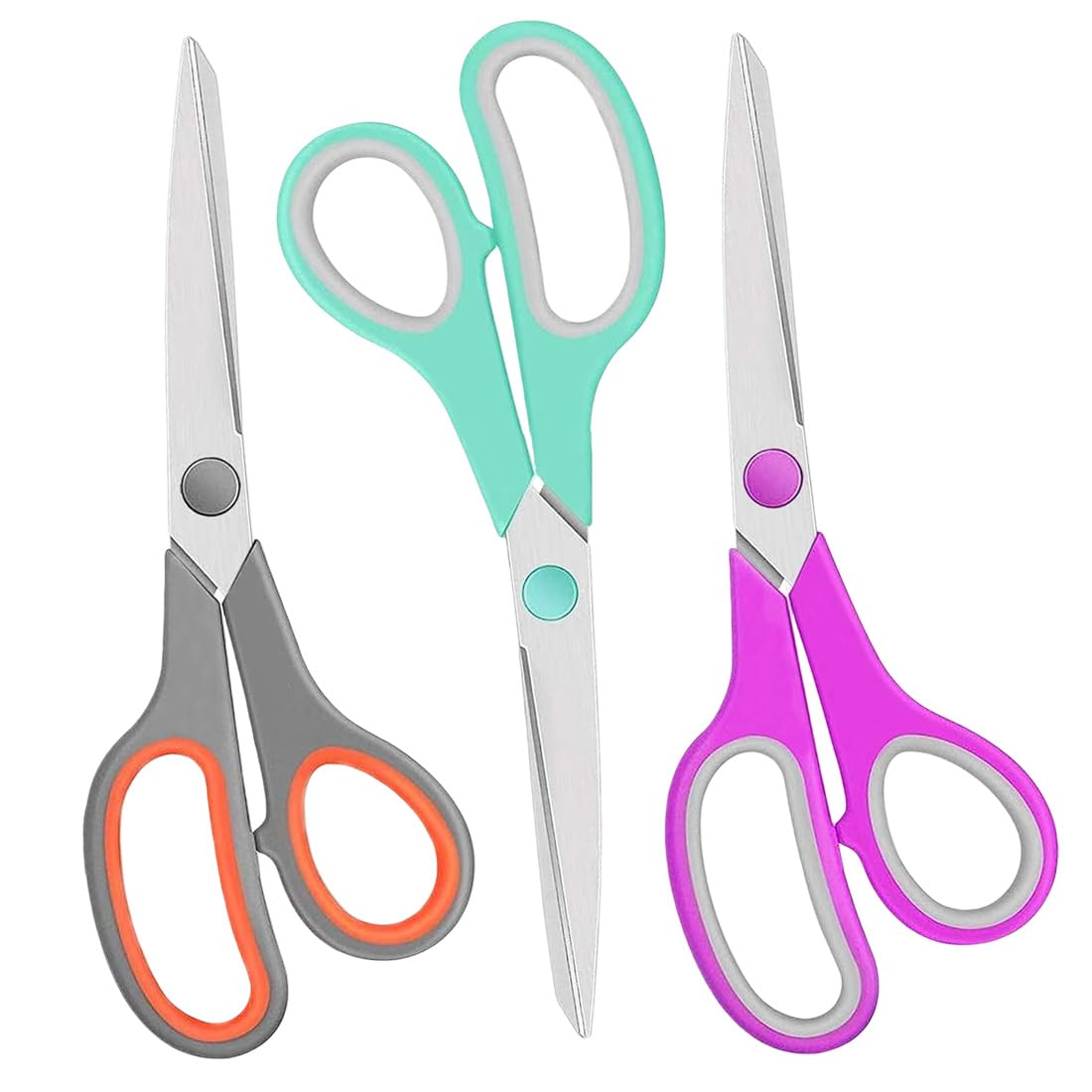 Multipurpose Scissors 3 Pack with Ultra Sharp Blades, Comfort-Grip Handles, Sturdy for School Home Office Art Craft Sewing Tailor Heavy Duty, Comfort Grip Scissors 21 cm All Purpose Scissors