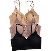 OYOANGLE Women's 3 Pack Seamless Wireless Bras Push Up Supportive Full Coverage Bralettes