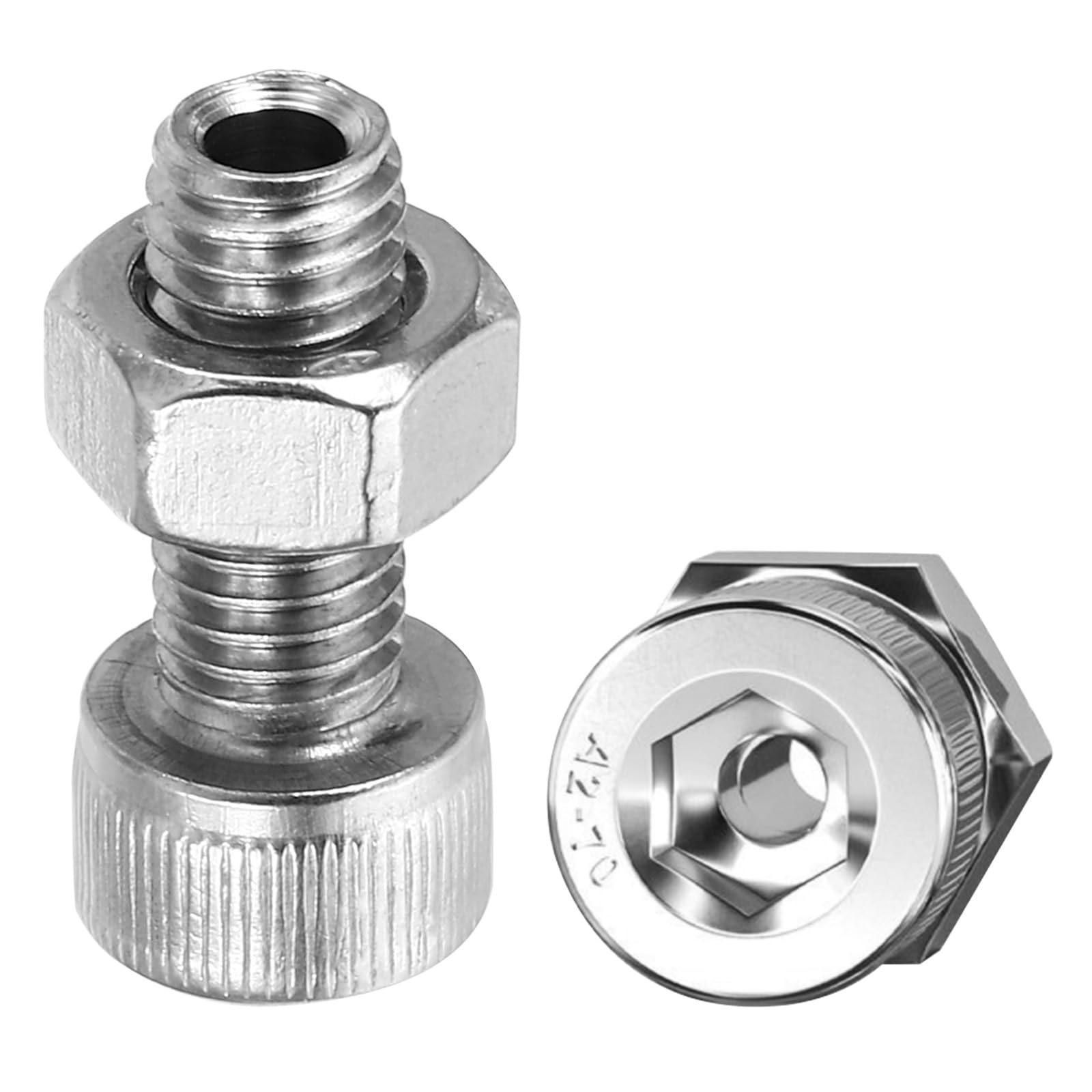 PATIKIL M8x20mm 304 Stainless Steel Hollow Bolt, 2 Set Cylindrical Hexagon Socket Screw Nut Kit Lamp Threading Screws Through Hole Fasteners