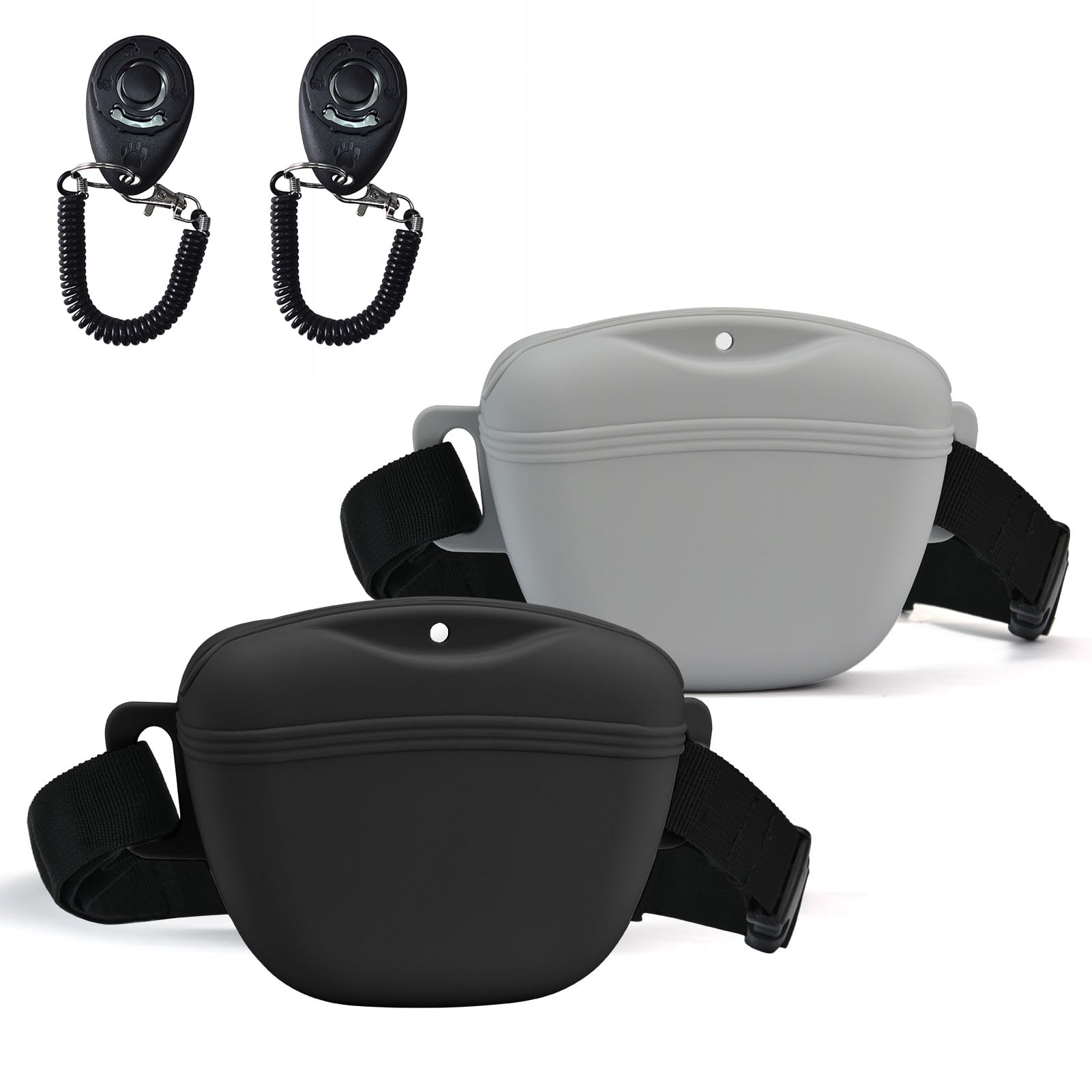 AUDWUD Upgraded Version of Silicone Treat Bag,Thicker and Stronger,Tighter Sealing;Comes with a Belt for Convenient Wearing;also Includes a Training Clicker for Easy Dog Training