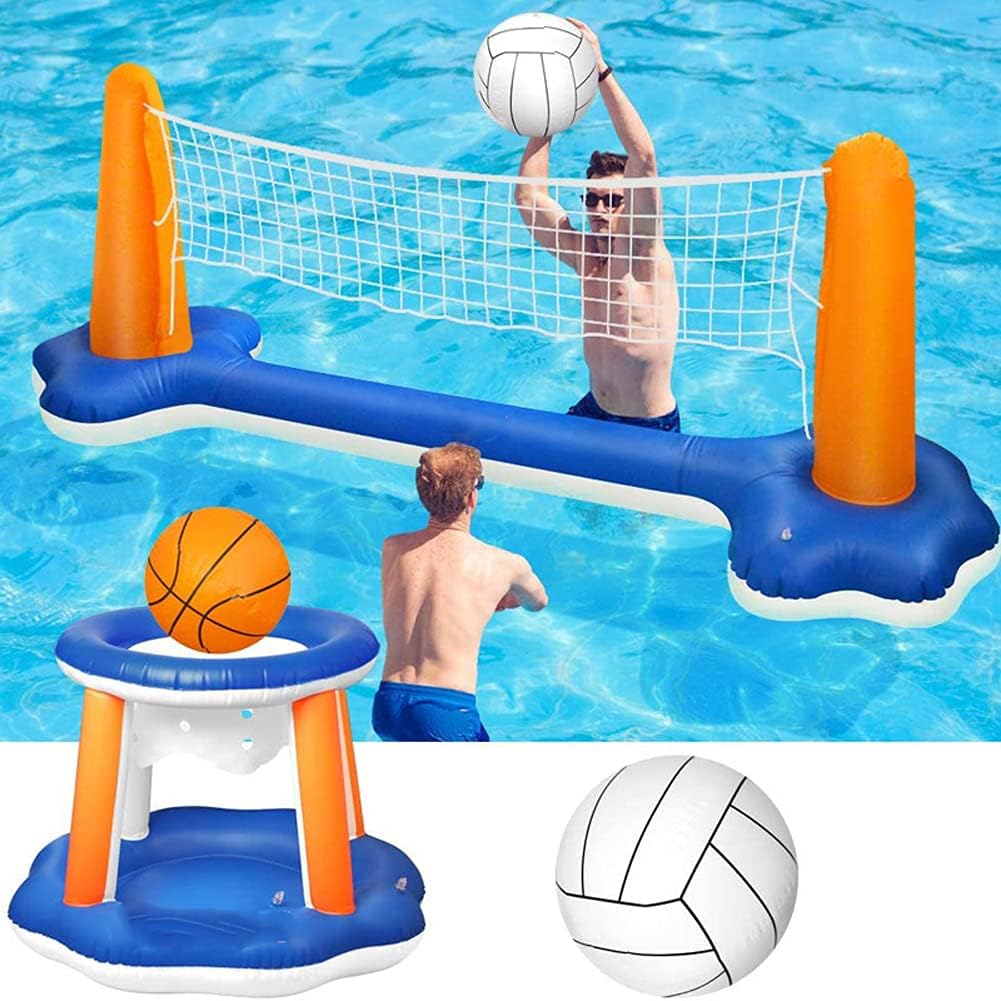 Inflatable Water Basketball & Volleyball Sets, Floating Water Pool Toys