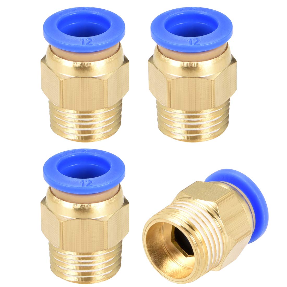 sourcing map Straight Pneumatic Push to Quick Connect Fittings G3/8 Male x 12mm Tube OD 4pcs