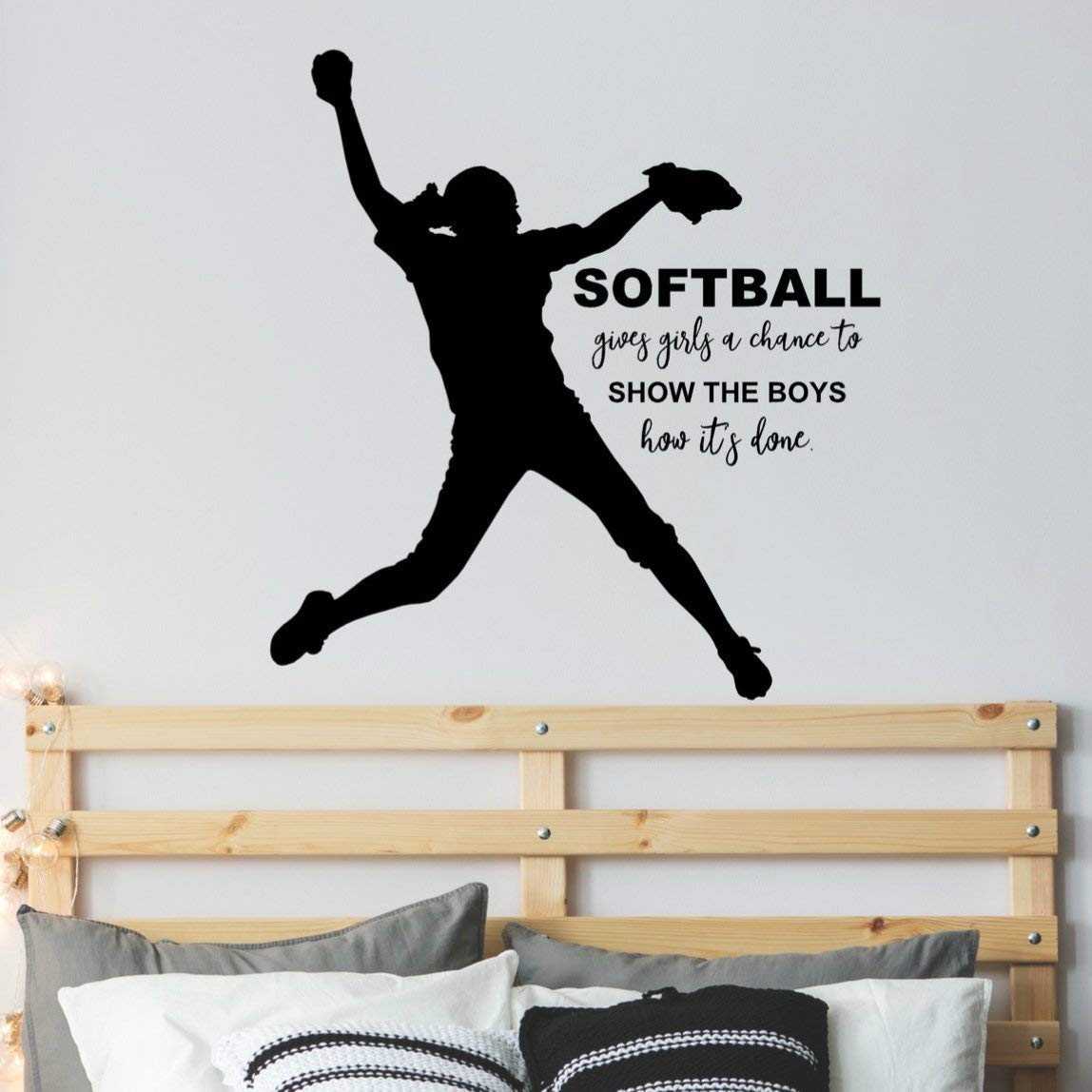 Girl Softball Silhouette Sticker, Softball Quote Wall Decor