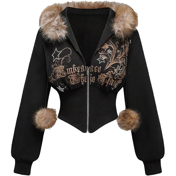 Amazon.com: Verdusa Womens Fur Hoodie Zip Up Sweatshirt Hooded
