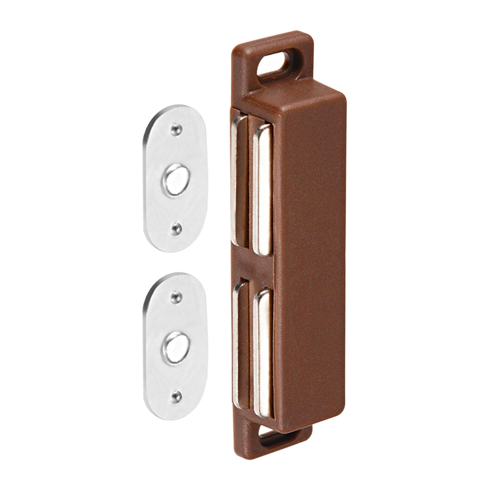 DTGN 74x19mm(LxW) Cabinets Magnets Latch - 1 Pack - Good for Kitchen Cupboard Drawer Furniture - PP, Metal Magnetic Closure Closet Door Catch - Brown