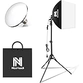 Softbox Lighting Kit, NiceVeedi 16'' x 16'' Softbox Photography Lighting Kit with 63” Tripod Stand & 5400K 450W Equivalent LED Bulb, Continuous Lighting for Photography/Video Record/Live Streaming