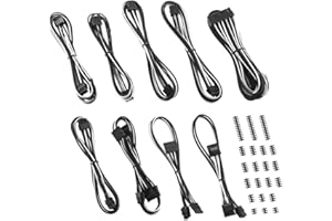 CableMod C-Series Classic ModFlex Sleeved Cable Kit for Corsair RM Black Label/RMi/RMX (Black + White)