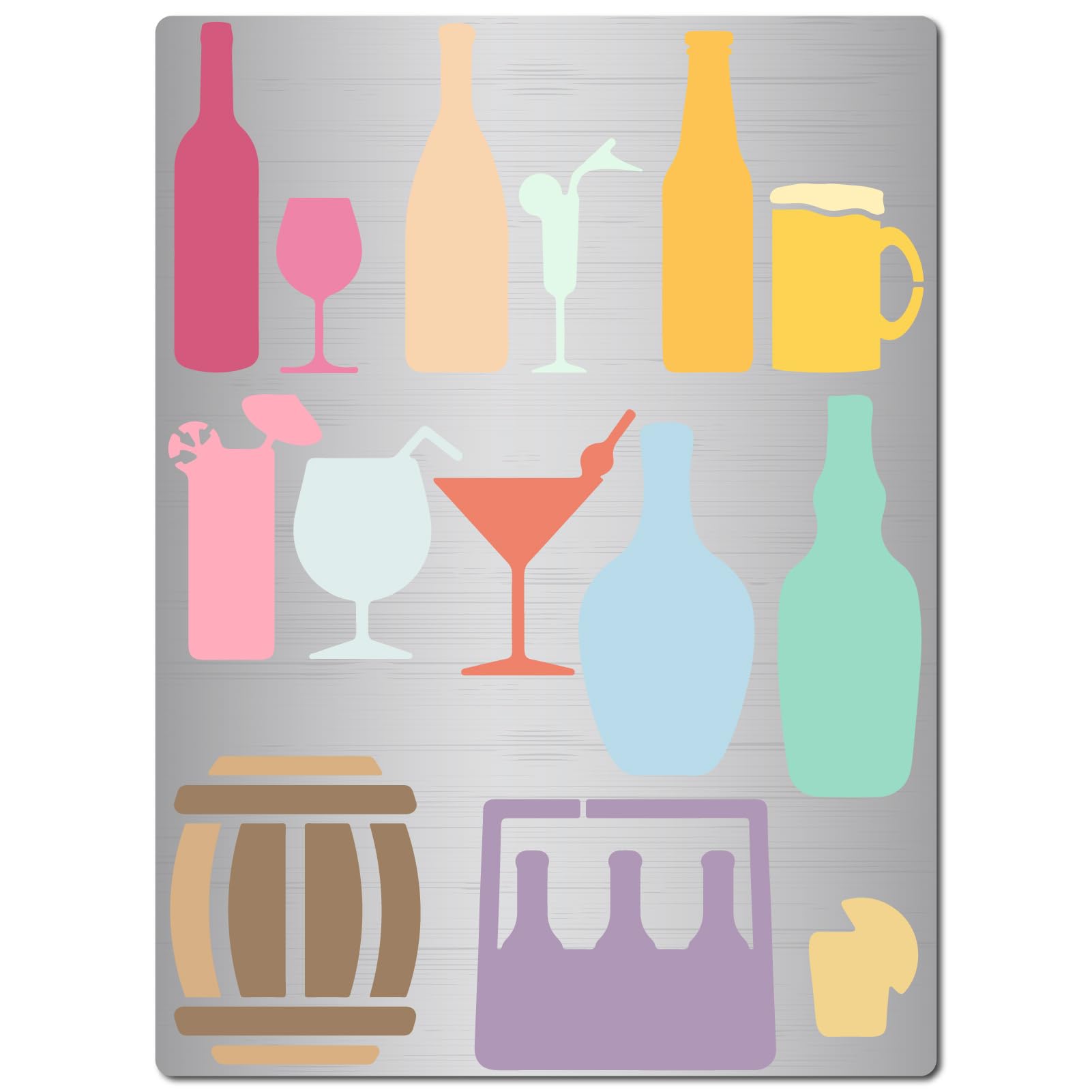 GORGECRAFT Glass Bottle Stencils Drink Beer Wine Juice Oktoberfest Metal Journal Stencil Stainless Steel Painting Template for Wood Burning Pyrography Engraving Journaling Scrapbooking 19x14cm