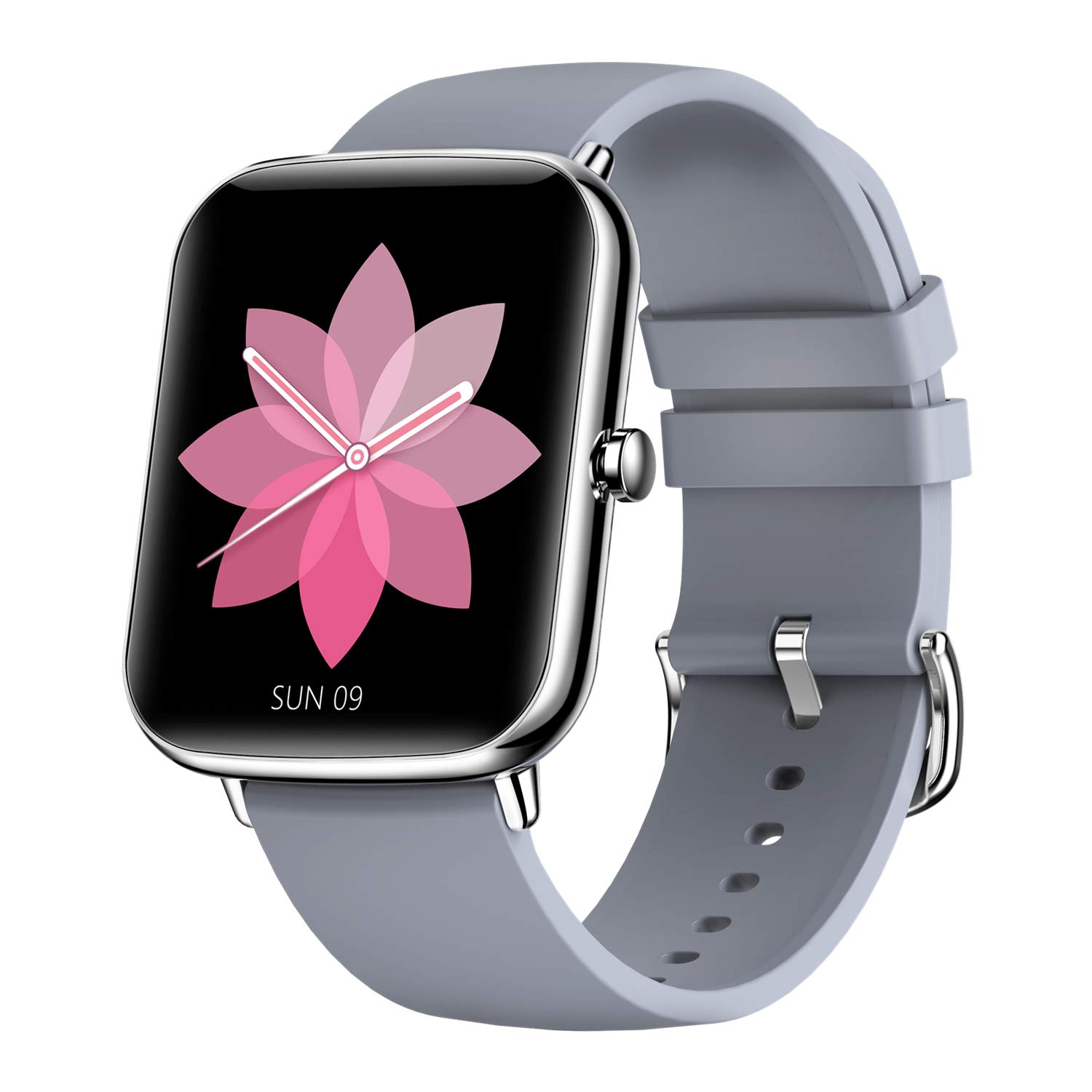 JCDBT Smartwatch - Health Tracker: Heart Rate, Calorie and Step Counter, IP68 Waterproof, 1.69'' Full Touch Screen - Silver