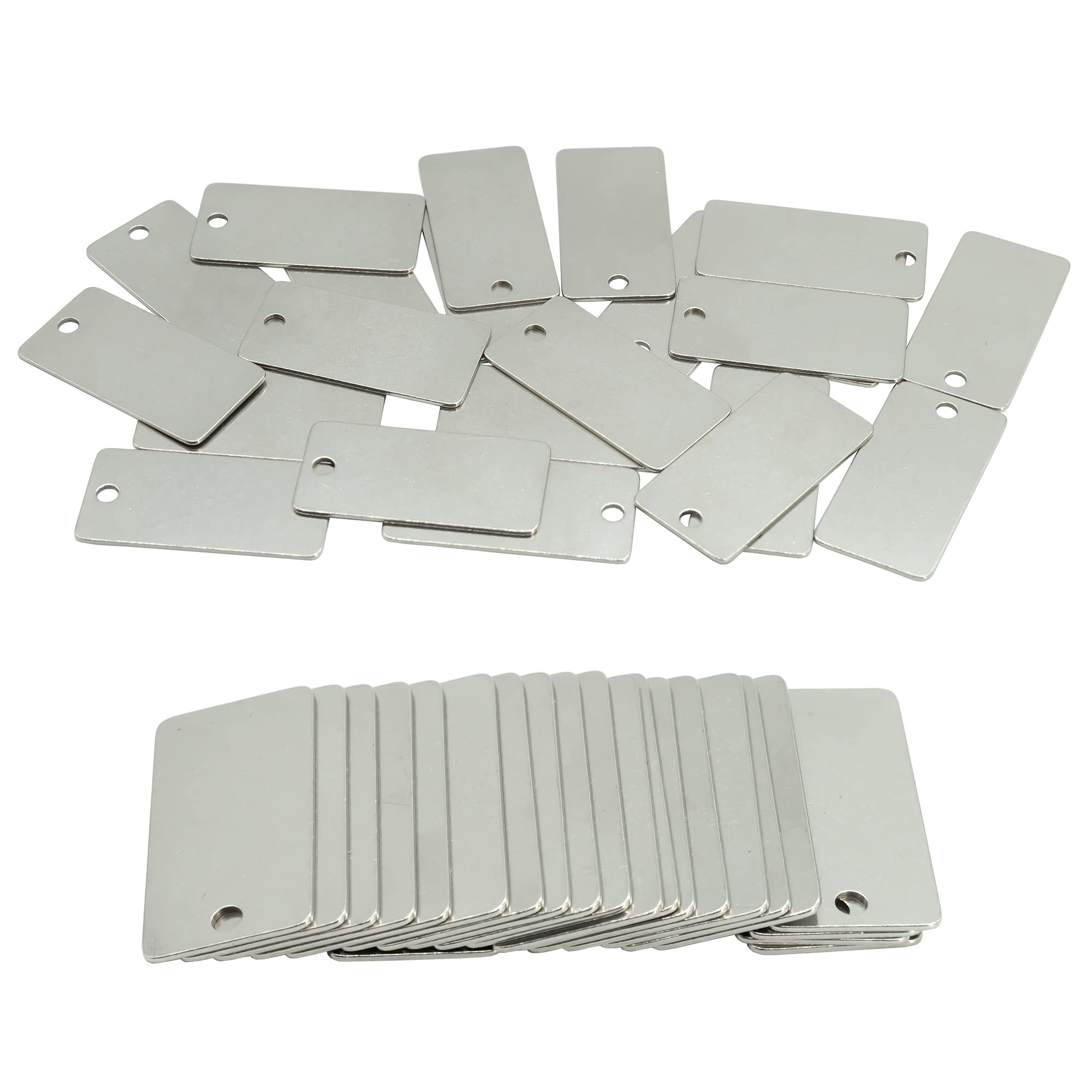50 Pack Rectangle Engraving Blanks Stamping Blanks Stainless Steel Blank Tags with One Hole 4cm*2cm