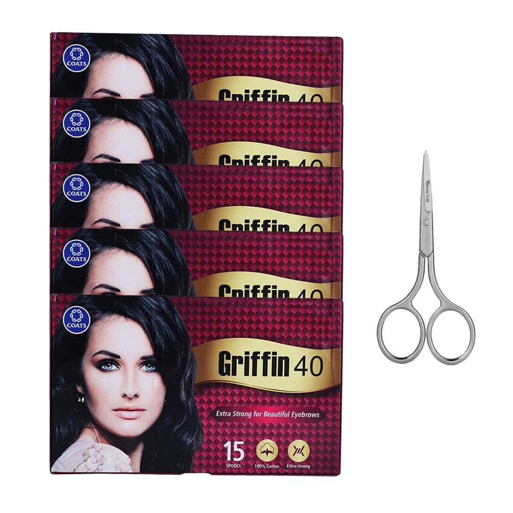 Griffin Threading Thread - Pack of 5 (15 Spools in Each Box) with Scissor by Behal International