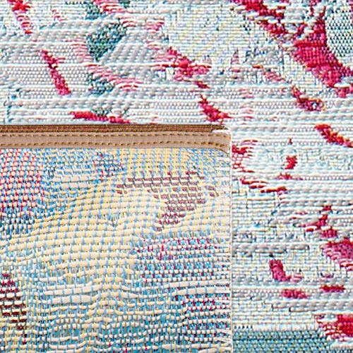 Safavieh Barbados Collection BAR535J Tropical Coral Indoor/ Outdoor Area Rug, 4' x 6', Teal/White