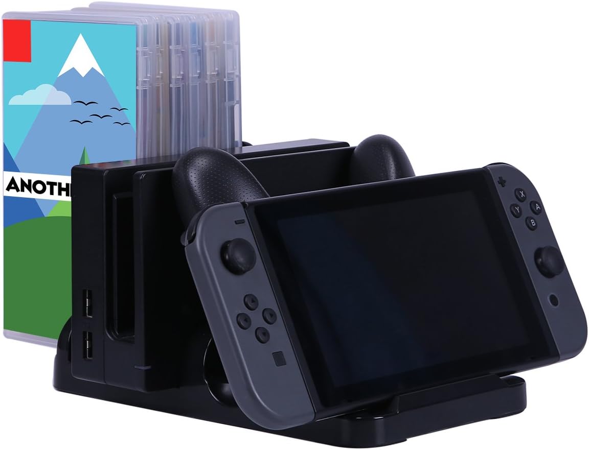 HDE Charging Dock for Nintendo Switch Multi-Functional USB-C Charging Station with Storage for Joy-Cons Pro Controller Games and Tablet