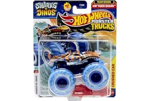 Hot Wheels Monster Trucks Sharks vs Dinos, 1:64 Scale Die-Cast Vehicle Collection, 2025 Edition (2/8 Team Shark Tiger Shark)